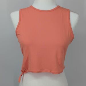 Kyodan Peach Orange Pink Cropped Sleeveless Activewear Tank Top Side Tie Small